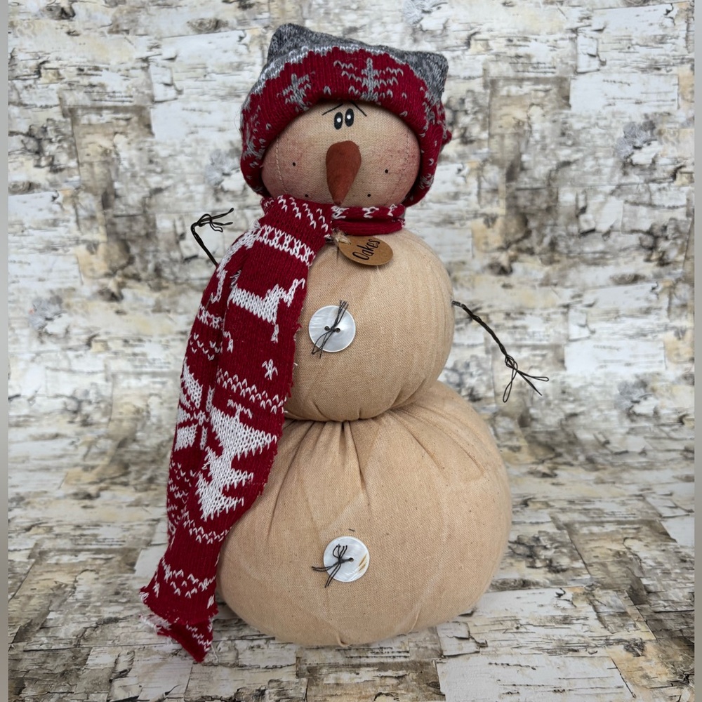 Festive “Oakes” Snowman Decoration with Red and White Scarf